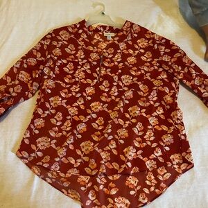 Floral Print Women's Top - Red